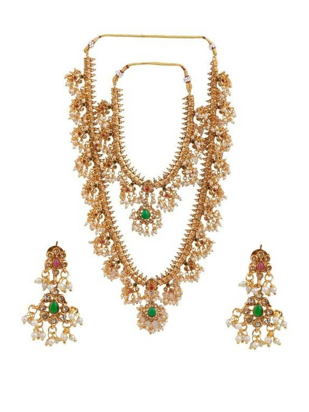 PADMAWATI BANGLES PVT LDT Gold Plated Artificial Stone Studded & Beaded Jewellery Set