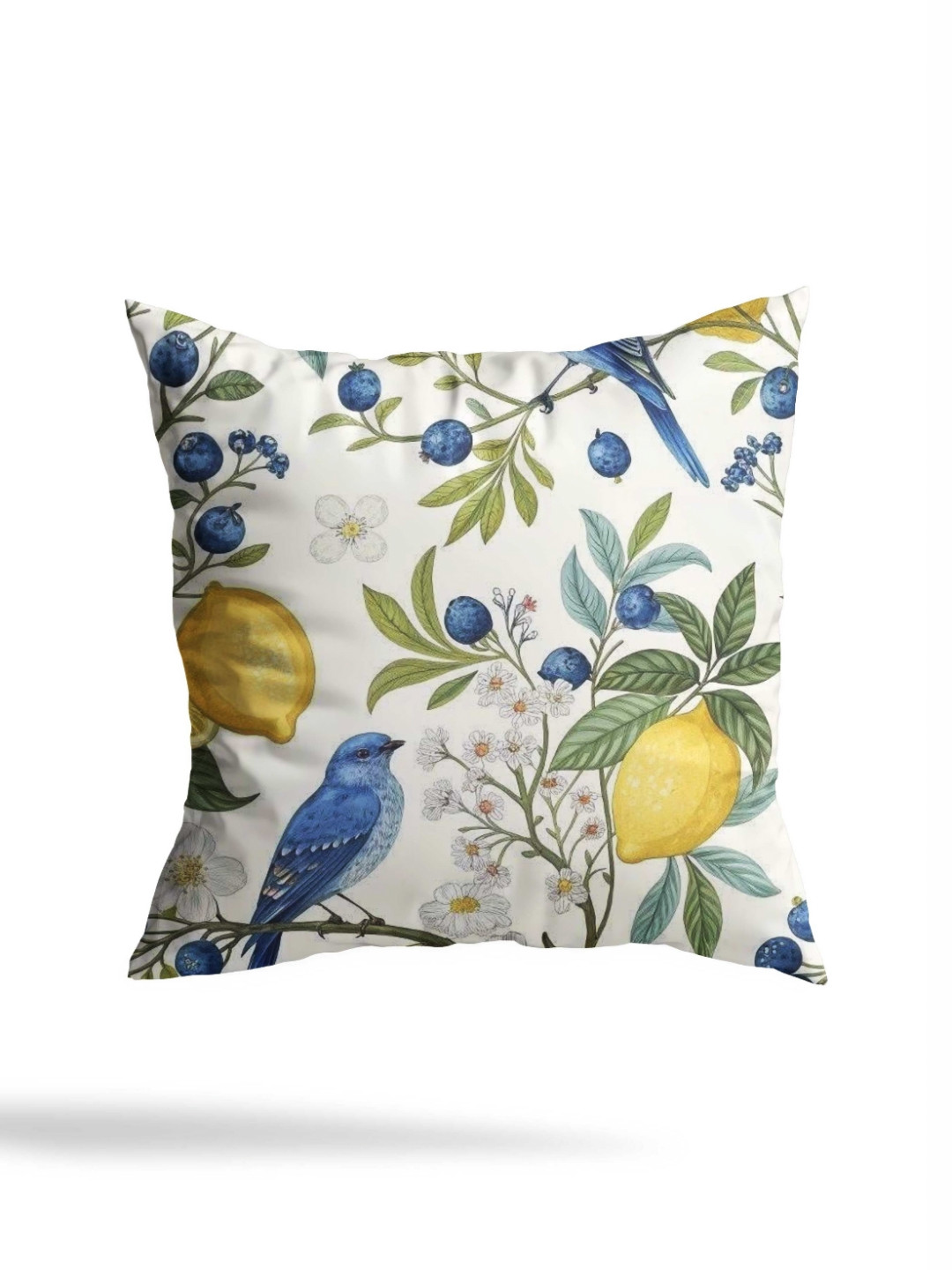 THE PRINT PLATTER White & Yellow Printed Square-Shaped Pre-Filled Cushion