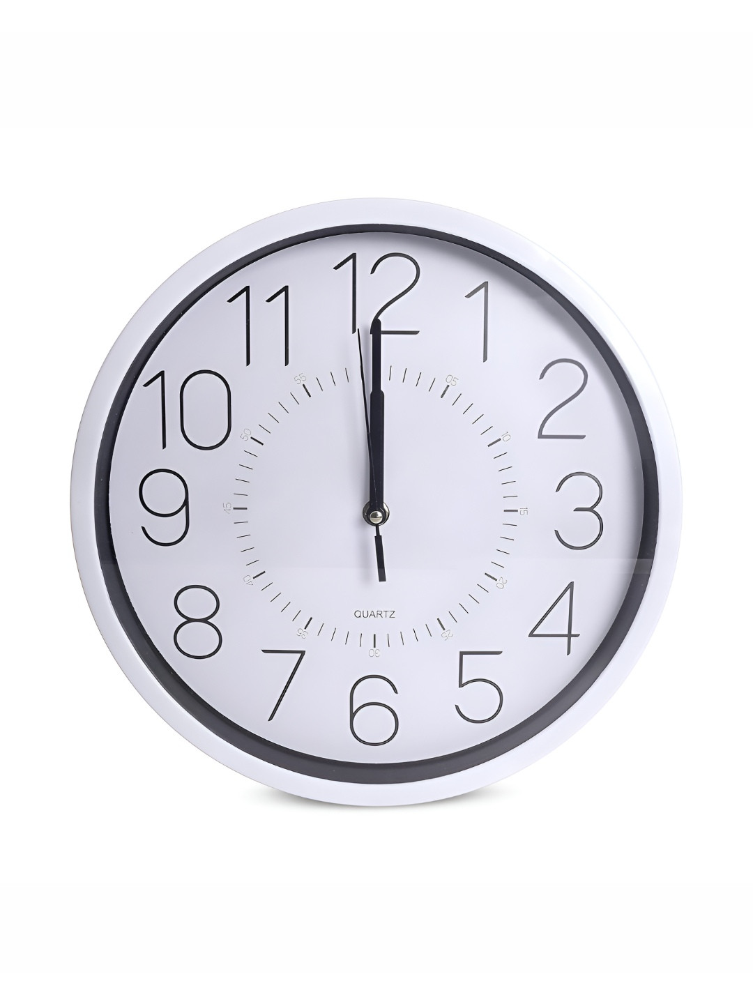 PROKART White & Grey Contemporary Round Analogue Glass Wall Clock