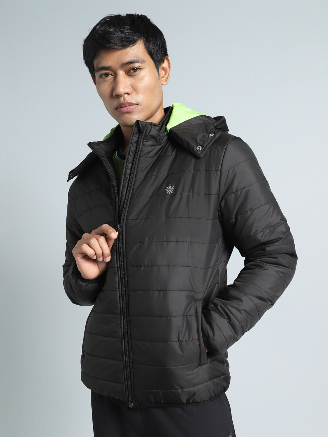 CULT Men Black Detachable Hoodie Puffer Jacket