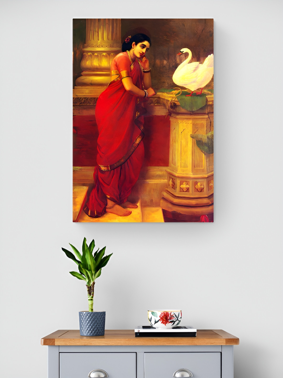Tushaco Handicrafts Hansa Damayanti Multicoloured Canvas Wall Paintings