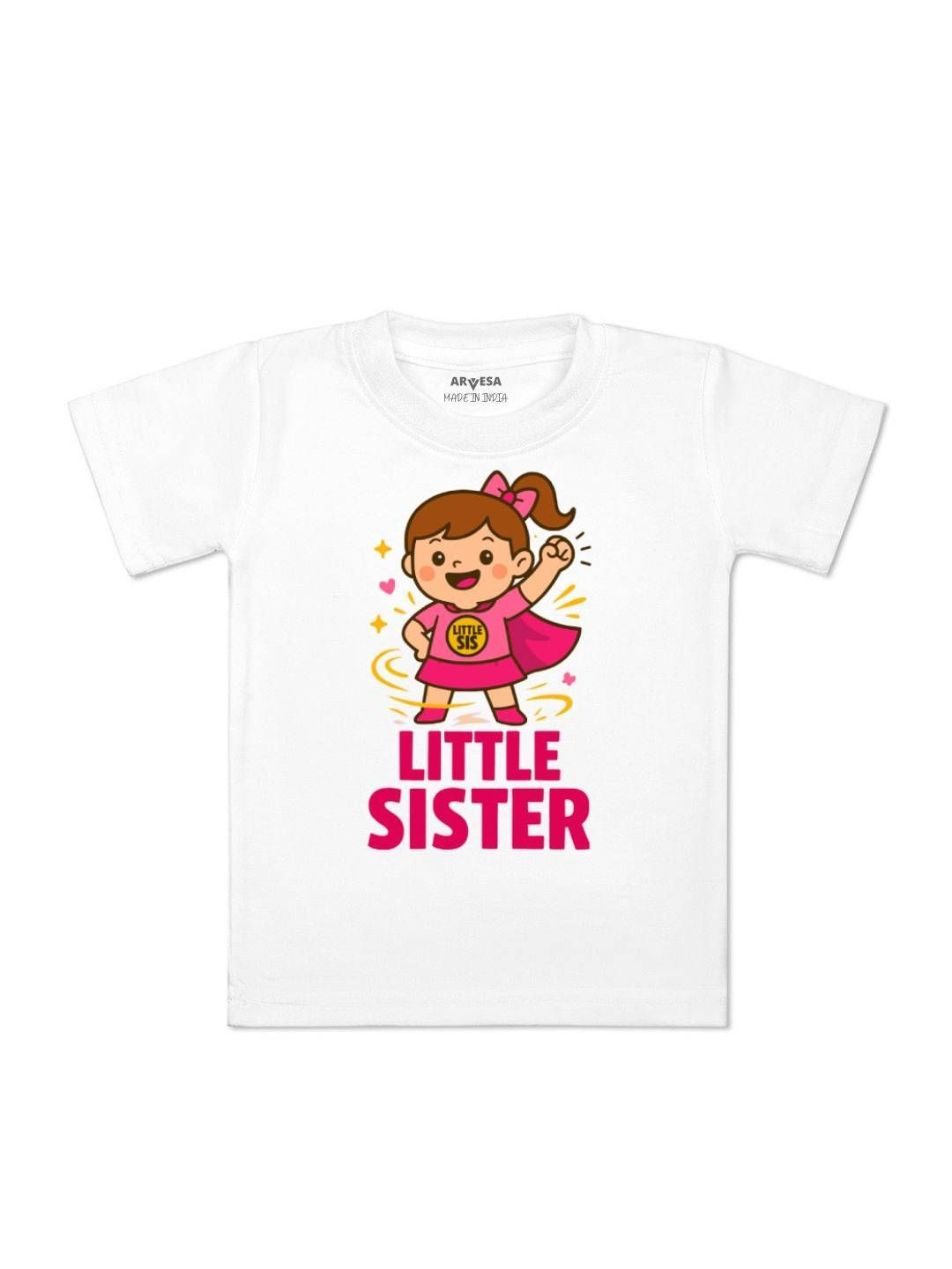 Arvesa Kids Little Sister Graphic Printed Short Sleeves Cotton T-shirt
