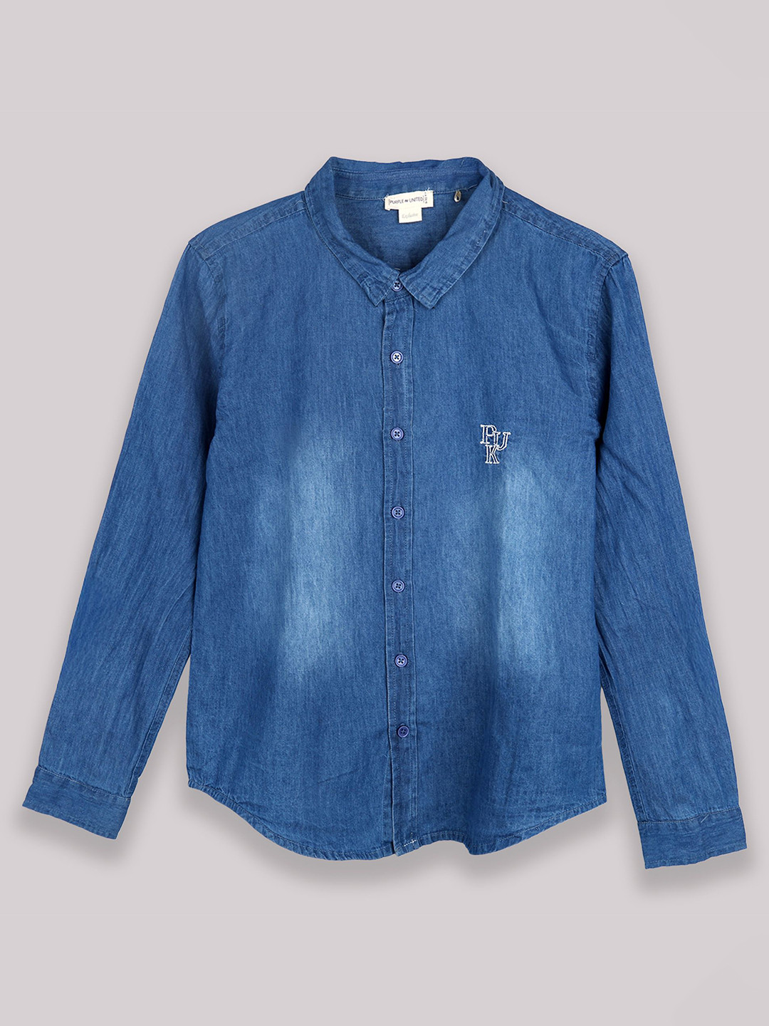 Purple United Kids Boys Faded Spread Collar Casual Shirt