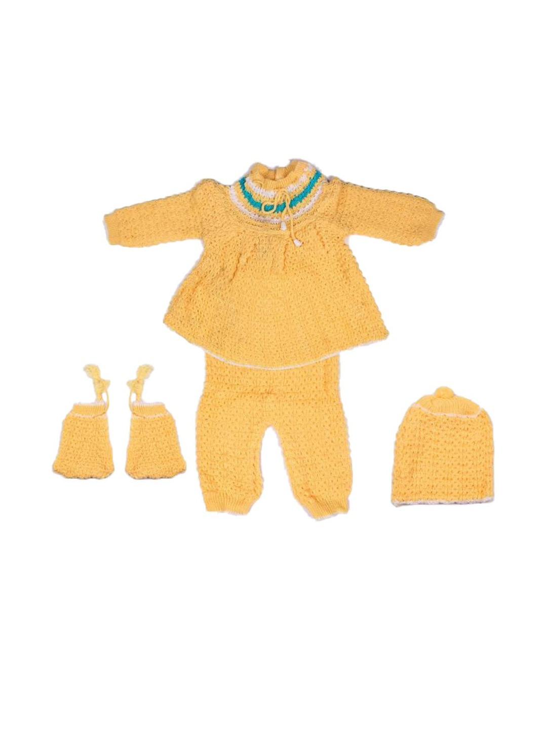 TRENDY WORLD Girls Pure Wool Sweater With Trousers Beanie & Socks