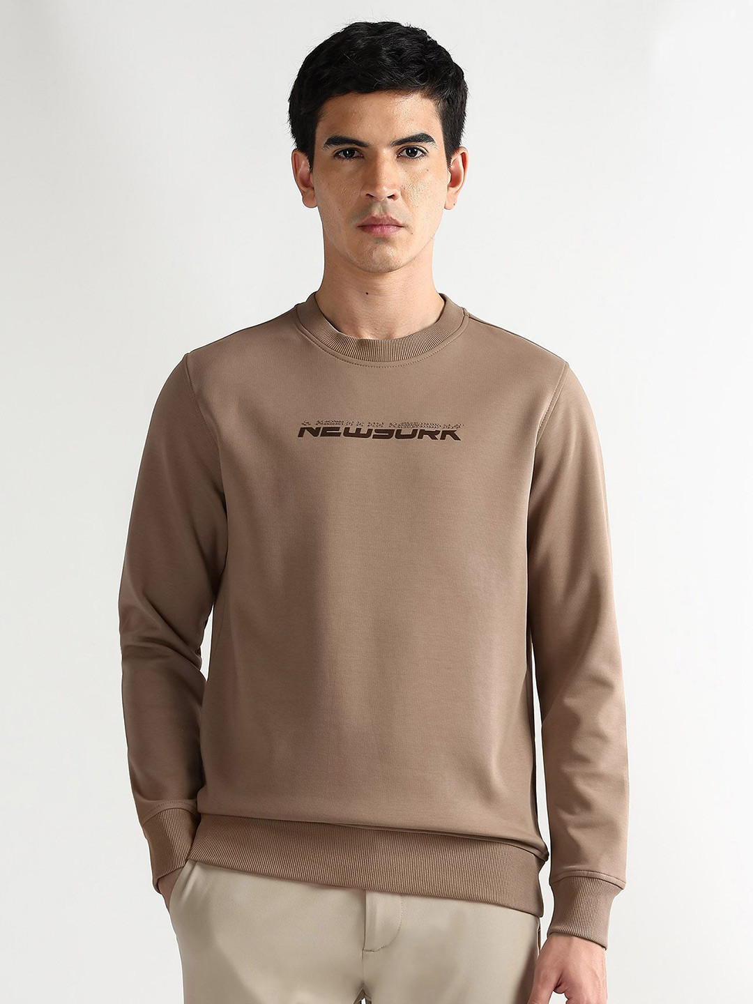 Arrow New York Men Typographic Printed  Full Sleeve Sweatshirt