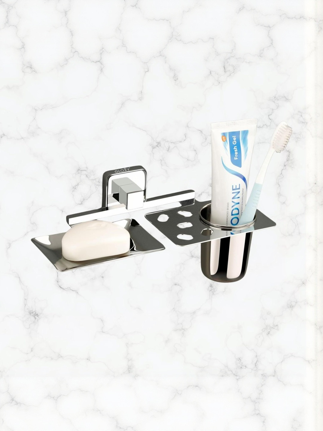 GLOXY Stainless Steel Soap & Toothbrush Holder