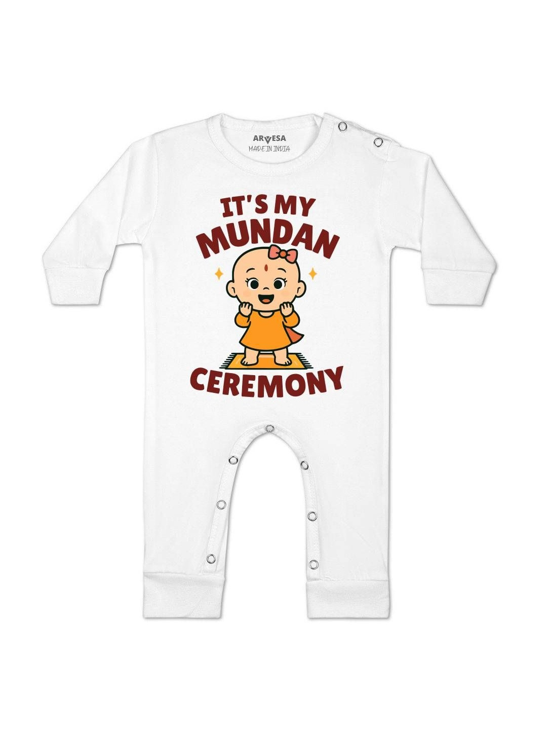 Its Mundan Ceremony Printed Baby Rompers