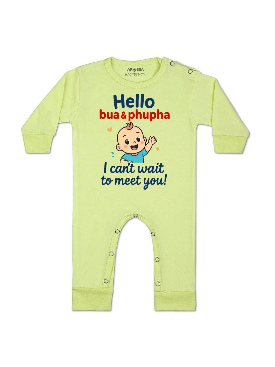 Hello Bua I can't Wait To Meet You Printed Baby Rompers
