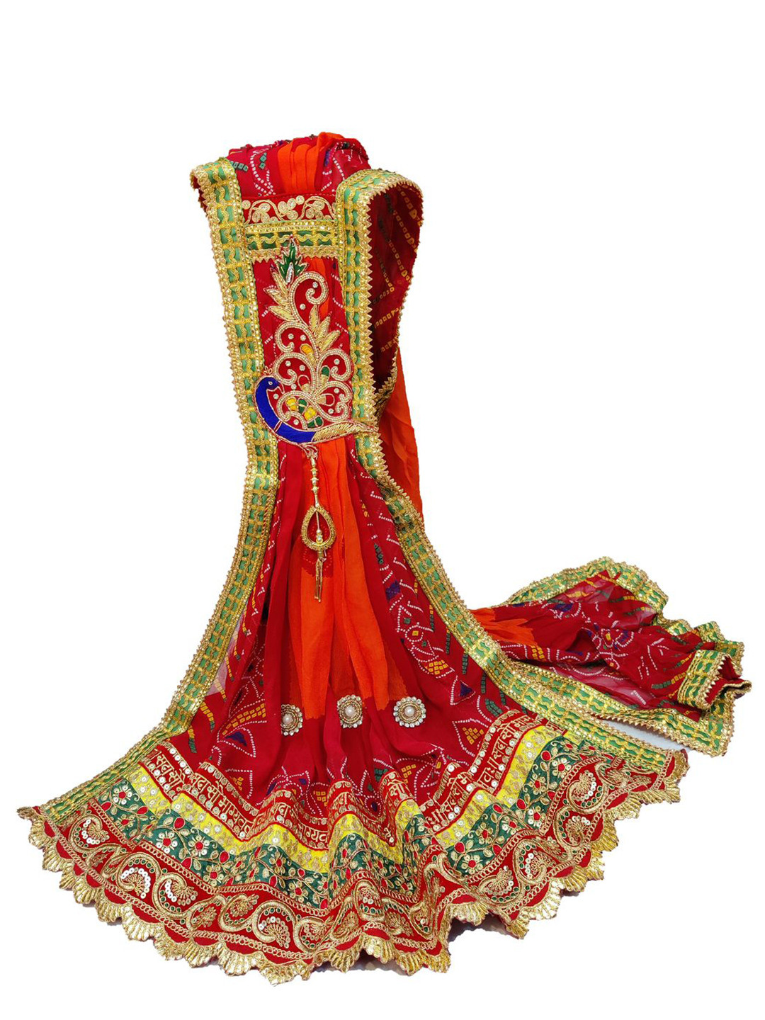 Ranisatiya creation Bandhani Embroidered Gotta Patti Georgette Dupatta