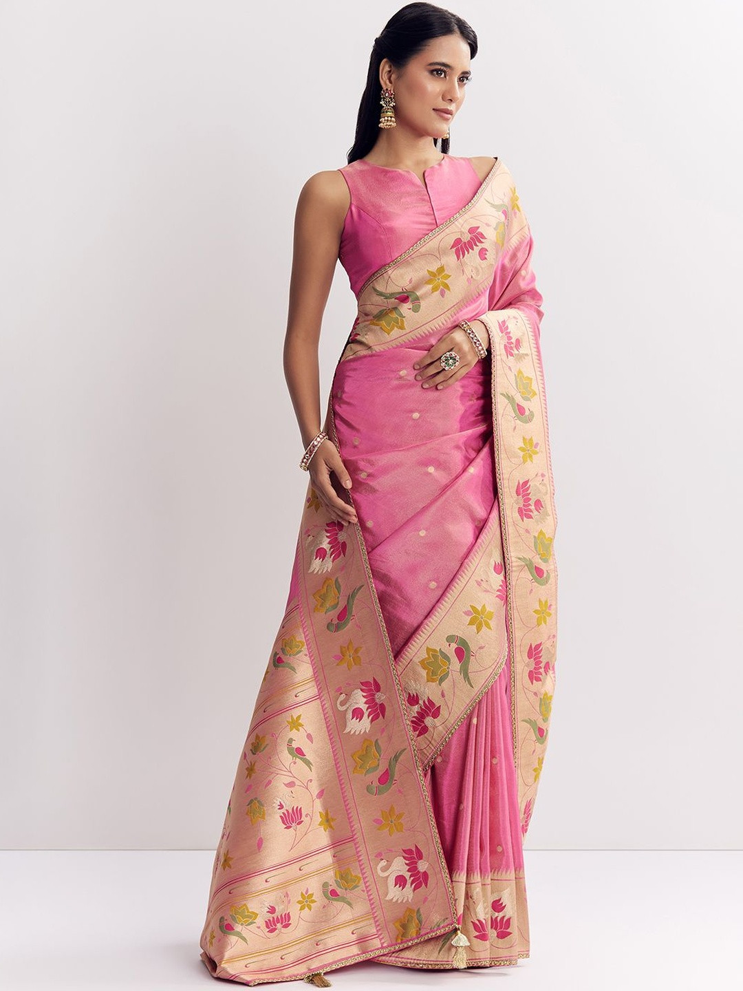 KALKI Fashion Ethnic Motifs Zari Woven Design Paithani Saree With a Blouse Piece