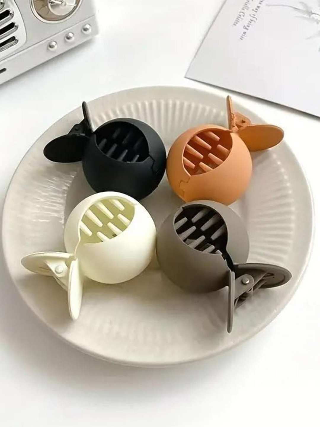 DN ENTERPRISES Women Set of 4 Beautiful Cute Bunny Ear Round Hair Claw Clip