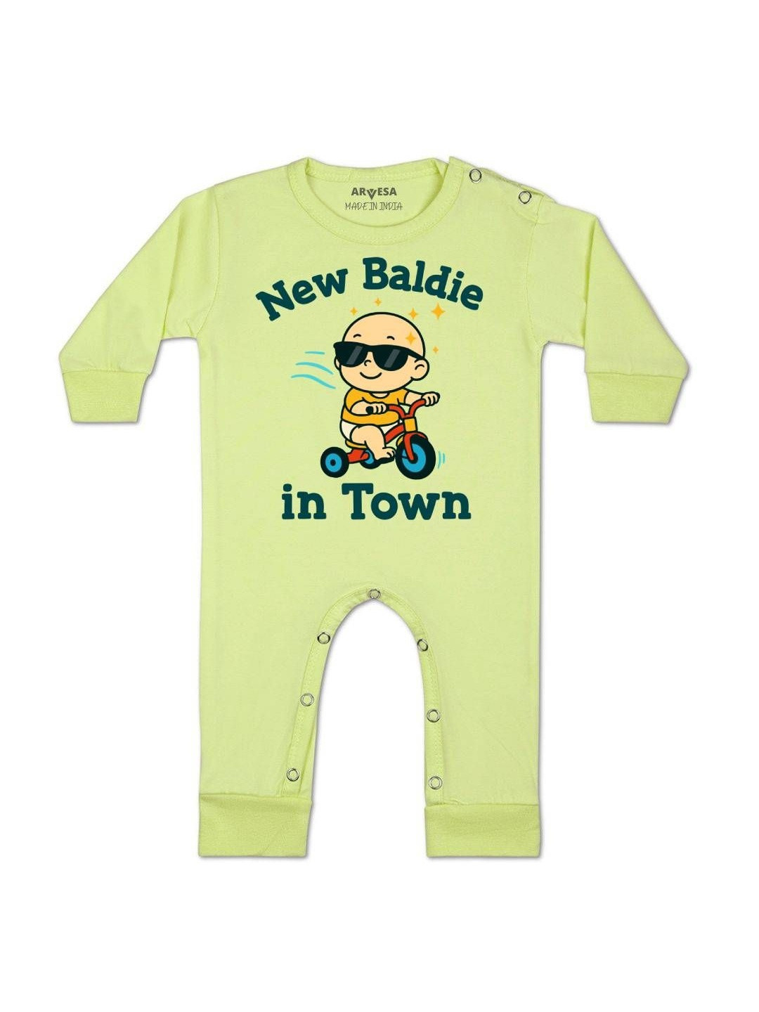 New Baldie in The Town Printed Baby Rompers