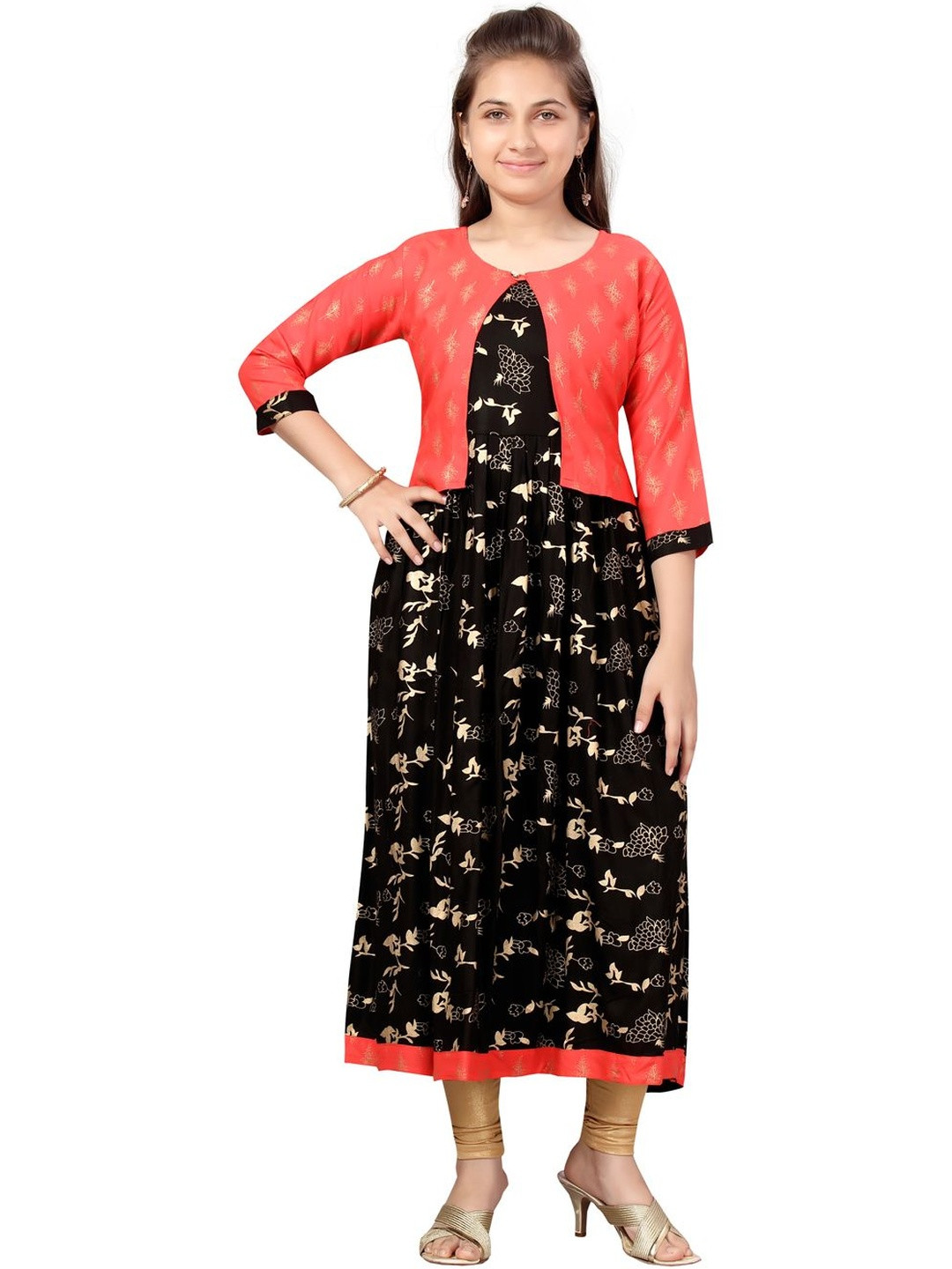 Muhuratam Girls Gajri-Black Colour Kurti