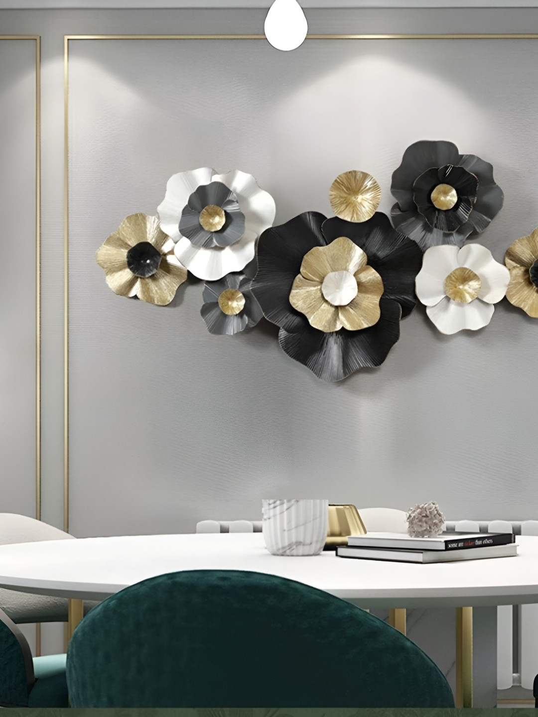 FK Metals Gold Toned & Black Floral Wall Decor