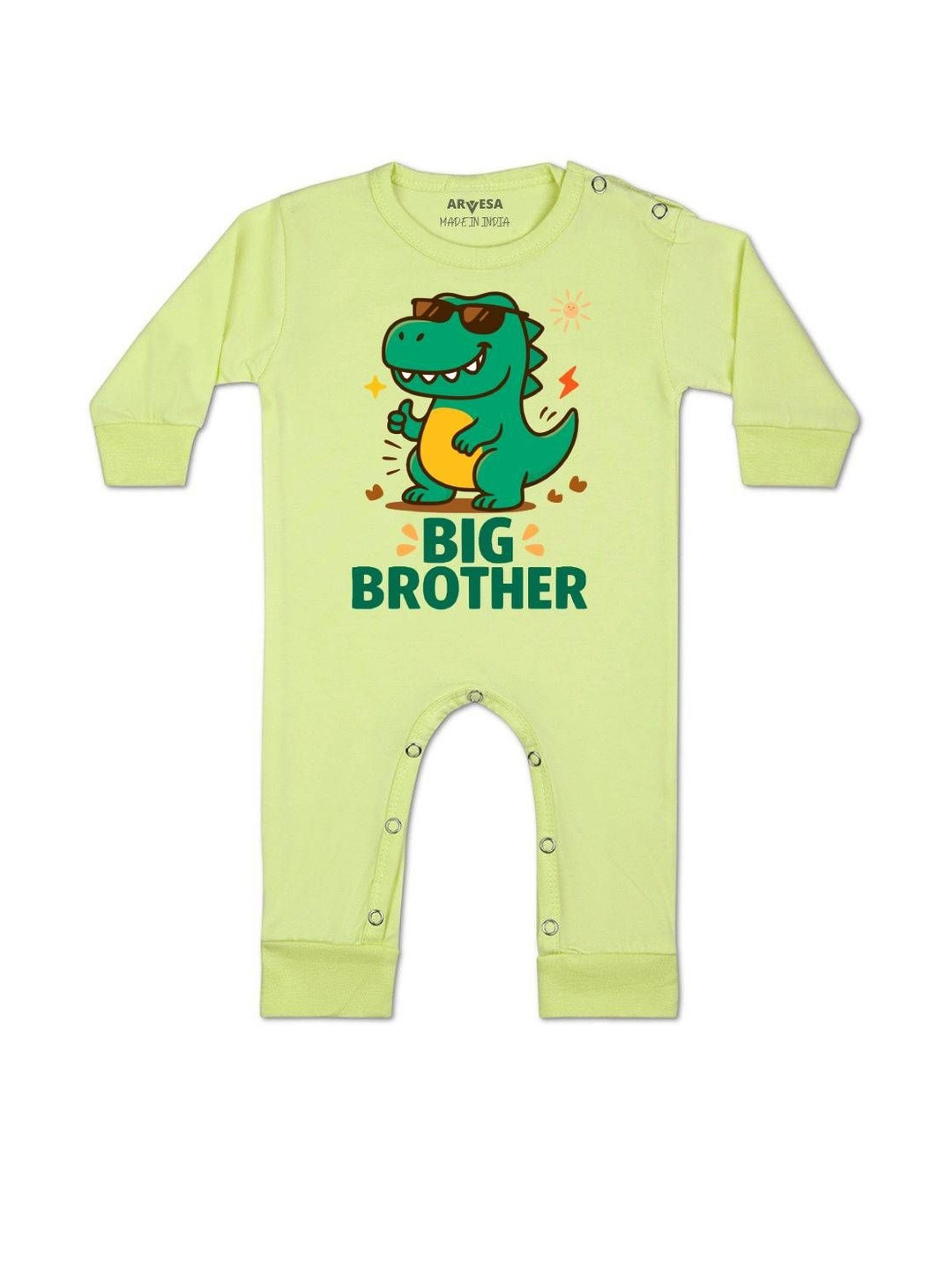 Arvesa Kids Big Brother Printed Round Neck Long Sleeves Baby Rompers