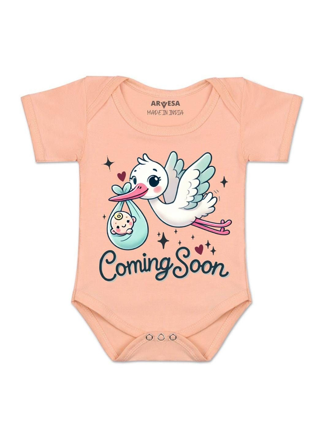 Arvesa Infants Pregnancy Announcement Printed Round Neck Romper