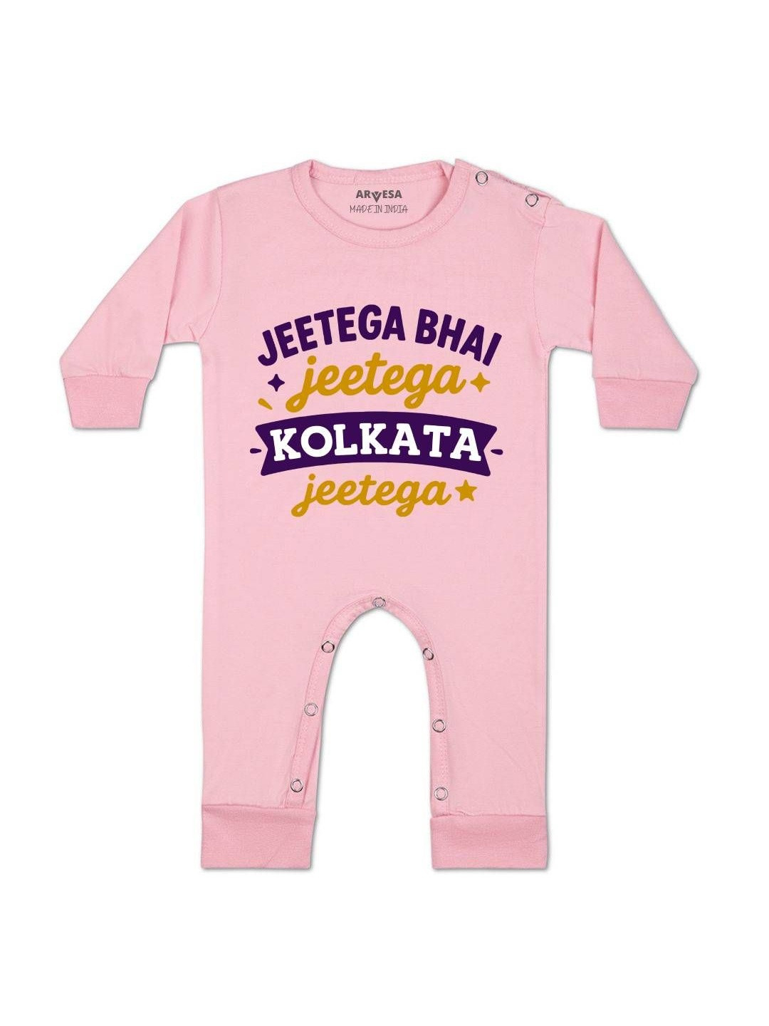 Jeetega Bhai Jeetega Kolkata Jeetega Printed Baby Rompers