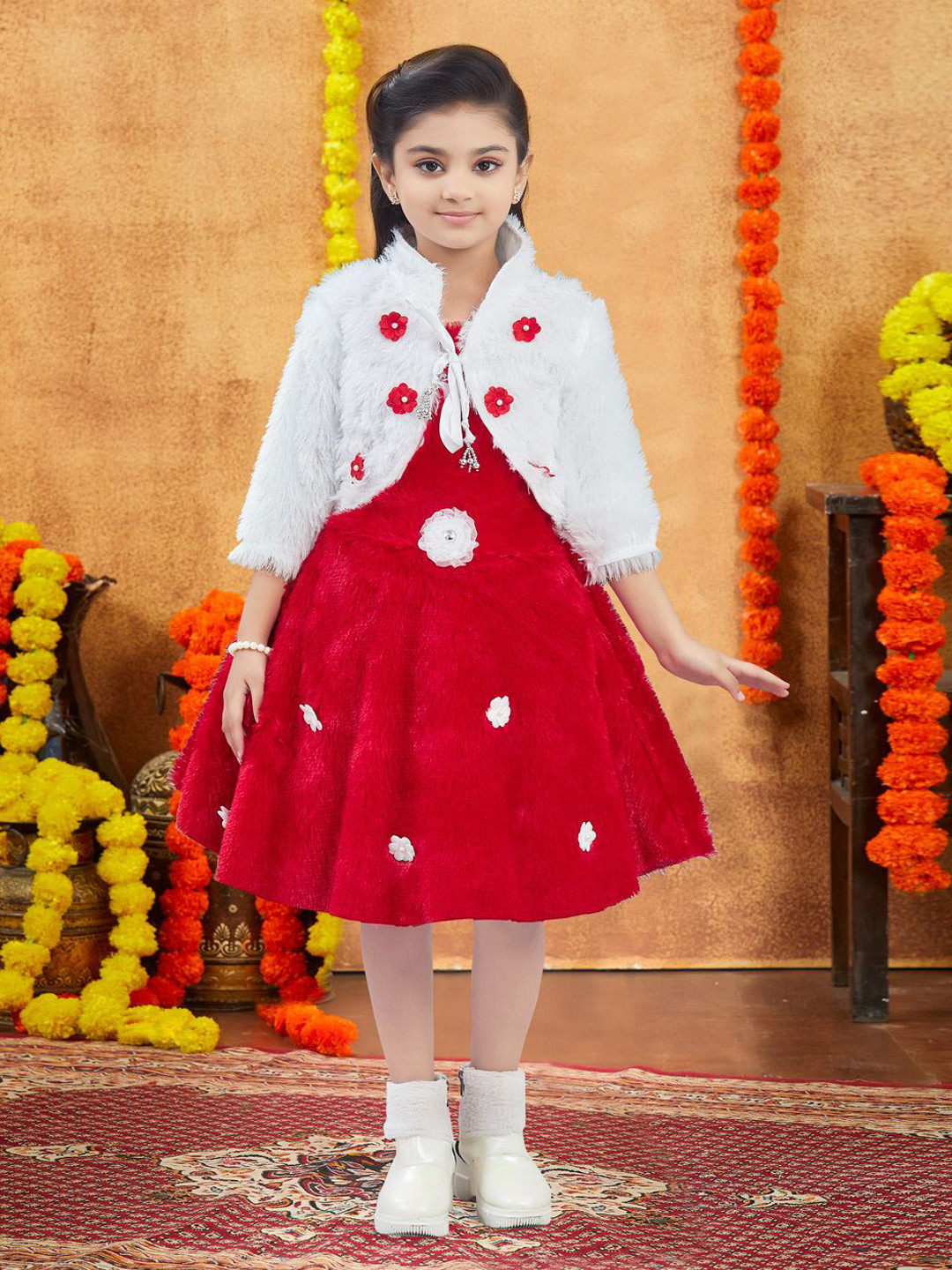 BAESD Girls Pure Wool Fit & Flare Midi Dress