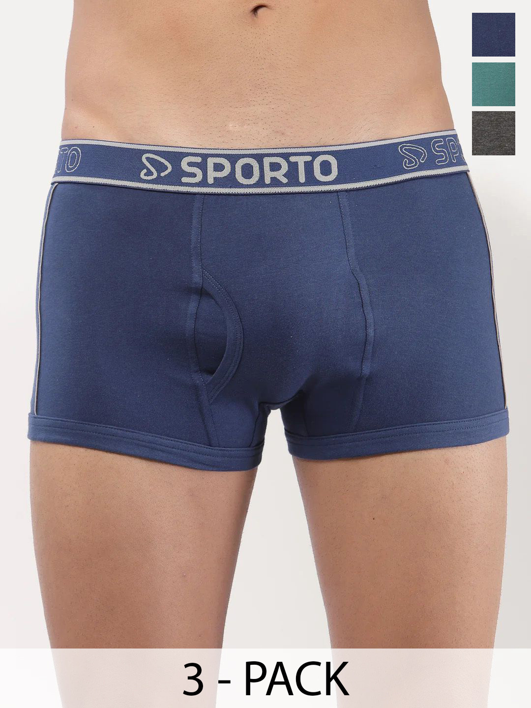 Sporto by Macho Men Pack Of 3 Comfortable Cotton Regular Trunks