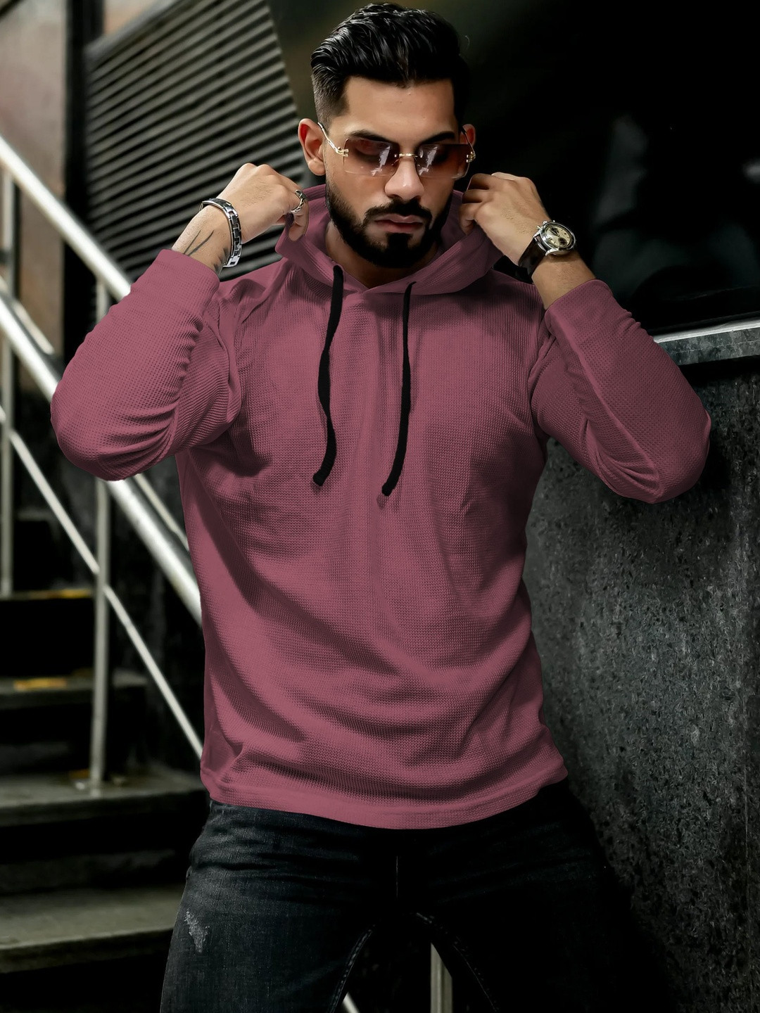 HOODLER Hood Long Sleeves Regular Fit Pure Cotton T-shirt