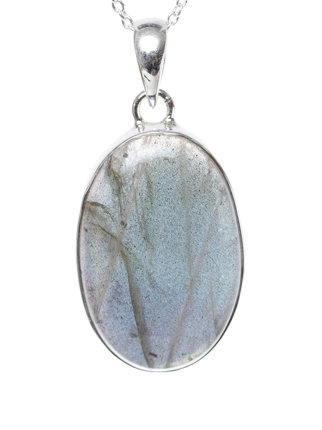 Exotic India Women Sterling Silver Labradorite Studded Pendant