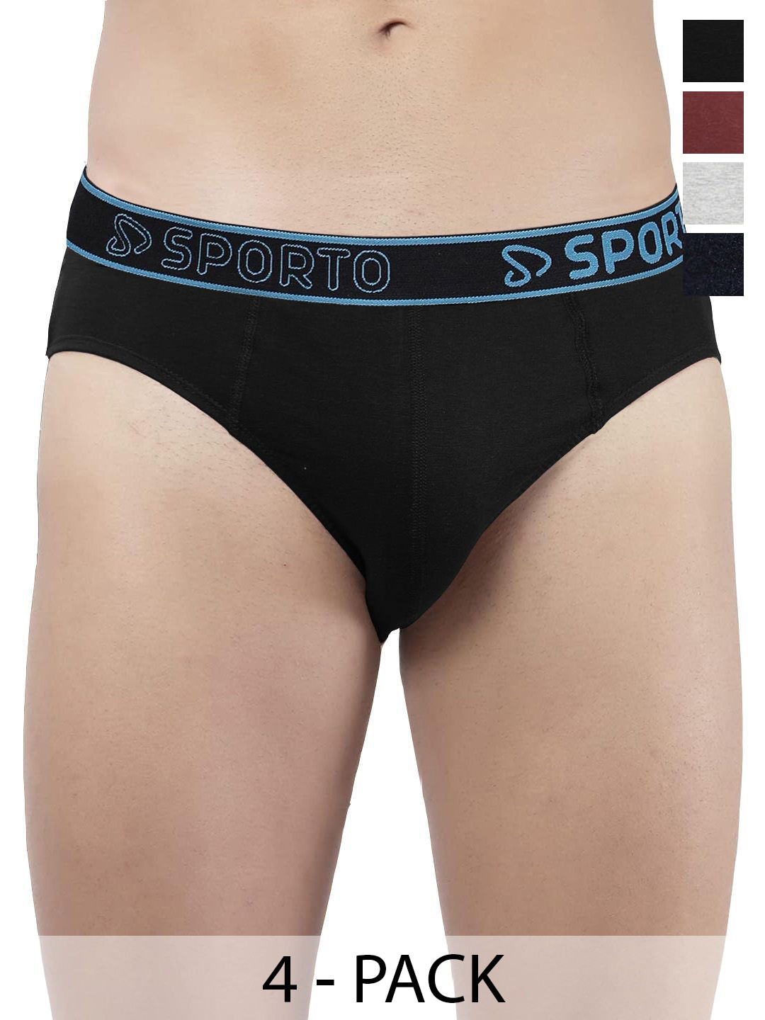 Sporto by Macho Pack Of 4 Men Brand Logo Mid-Rise Basic Briefs
