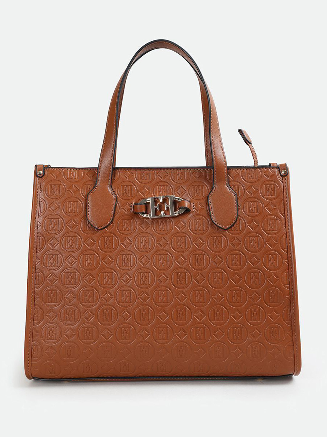 ELLE Women Brand Logo Printed Structured Embossed Shoulder Bag