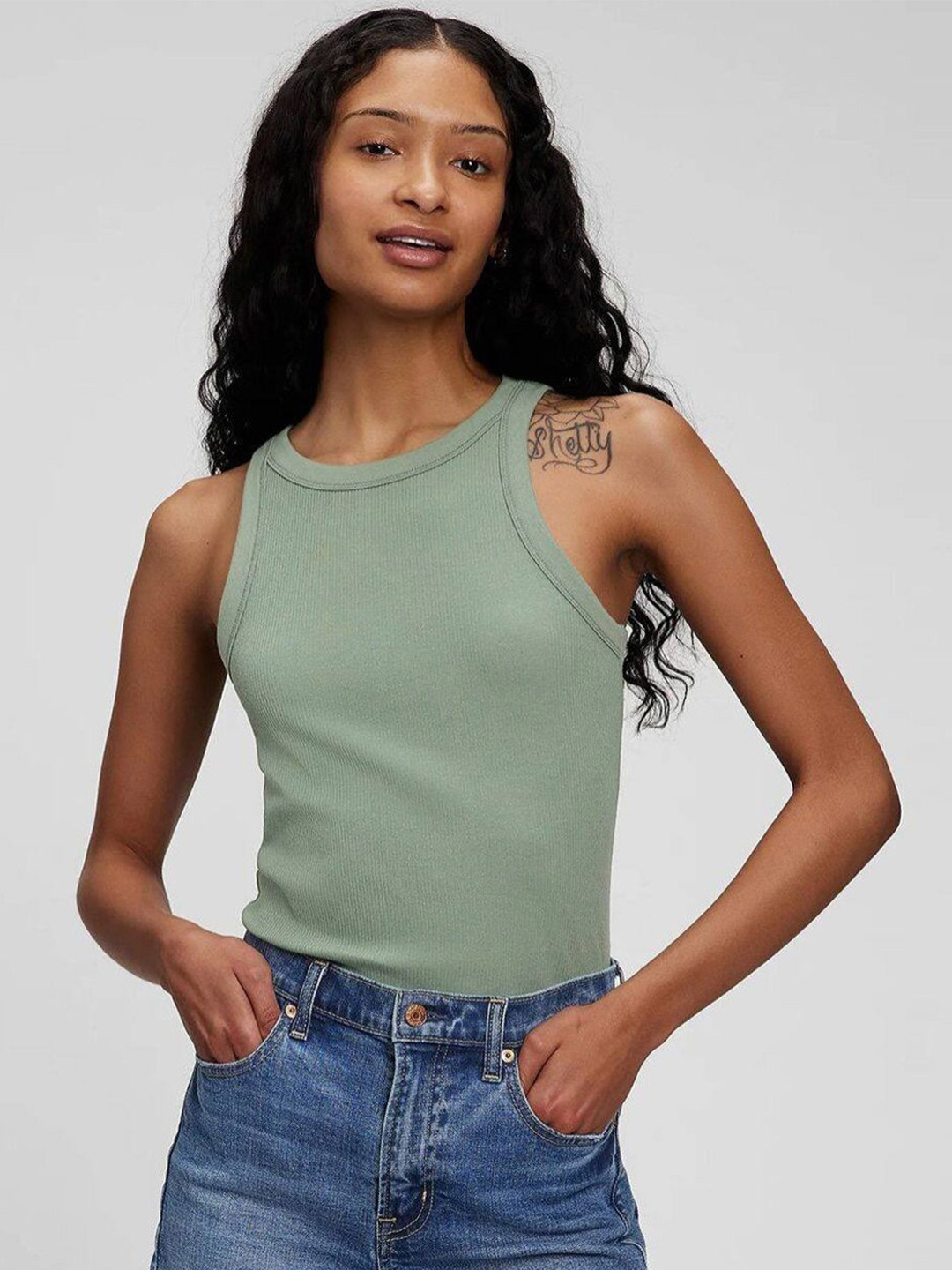 GAP Women Ribbed Sleeveless Tank Top