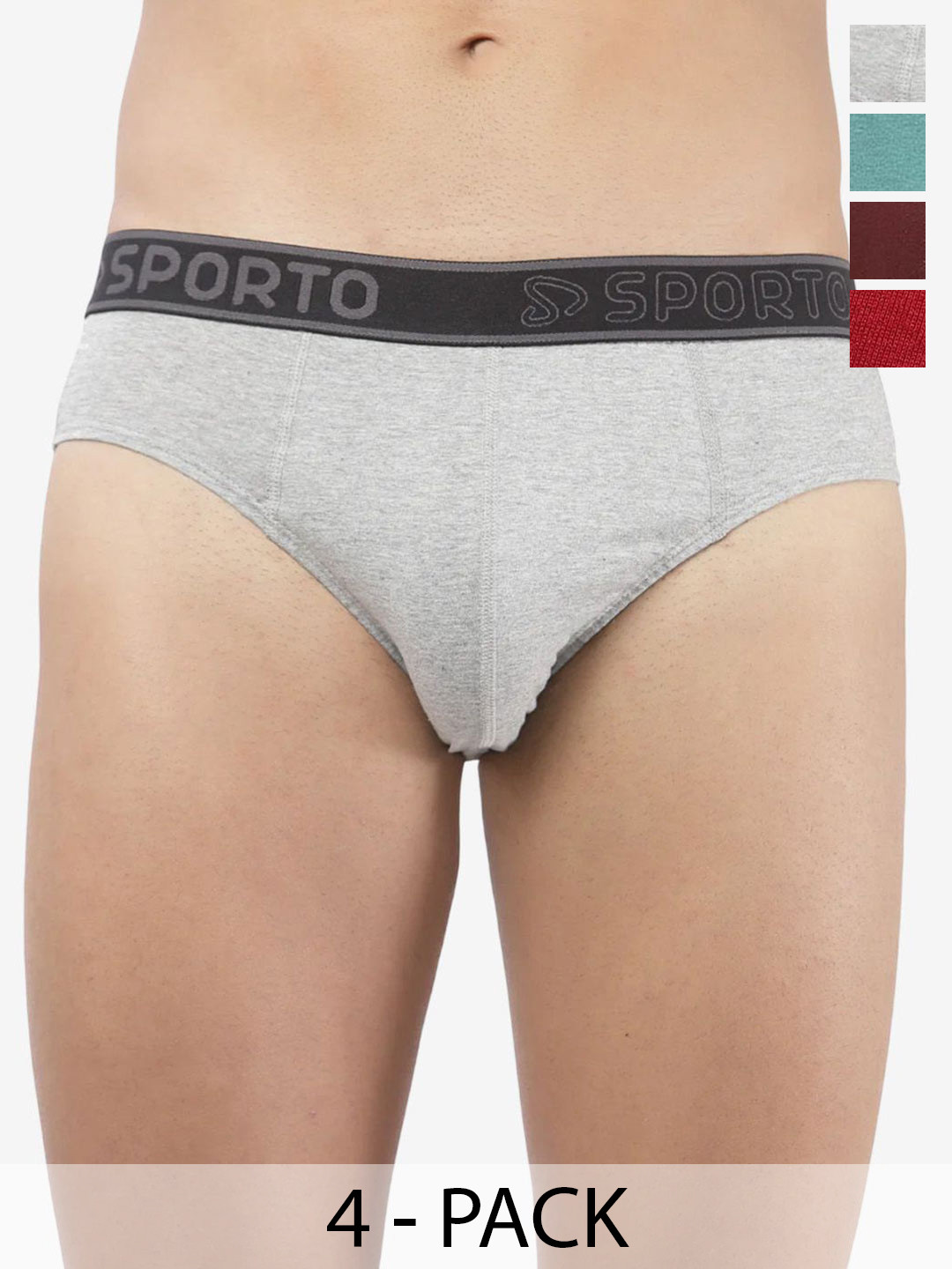Sporto by Macho Pack Of 4 Combed Cotton Low-Rise Briefs Sprto-M1010_G1-M1-Prt1-R1-XL