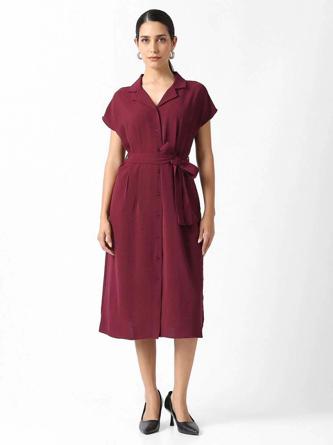 Van Heusen Woman Shirt Collar Short Sleeves Shirt Dress