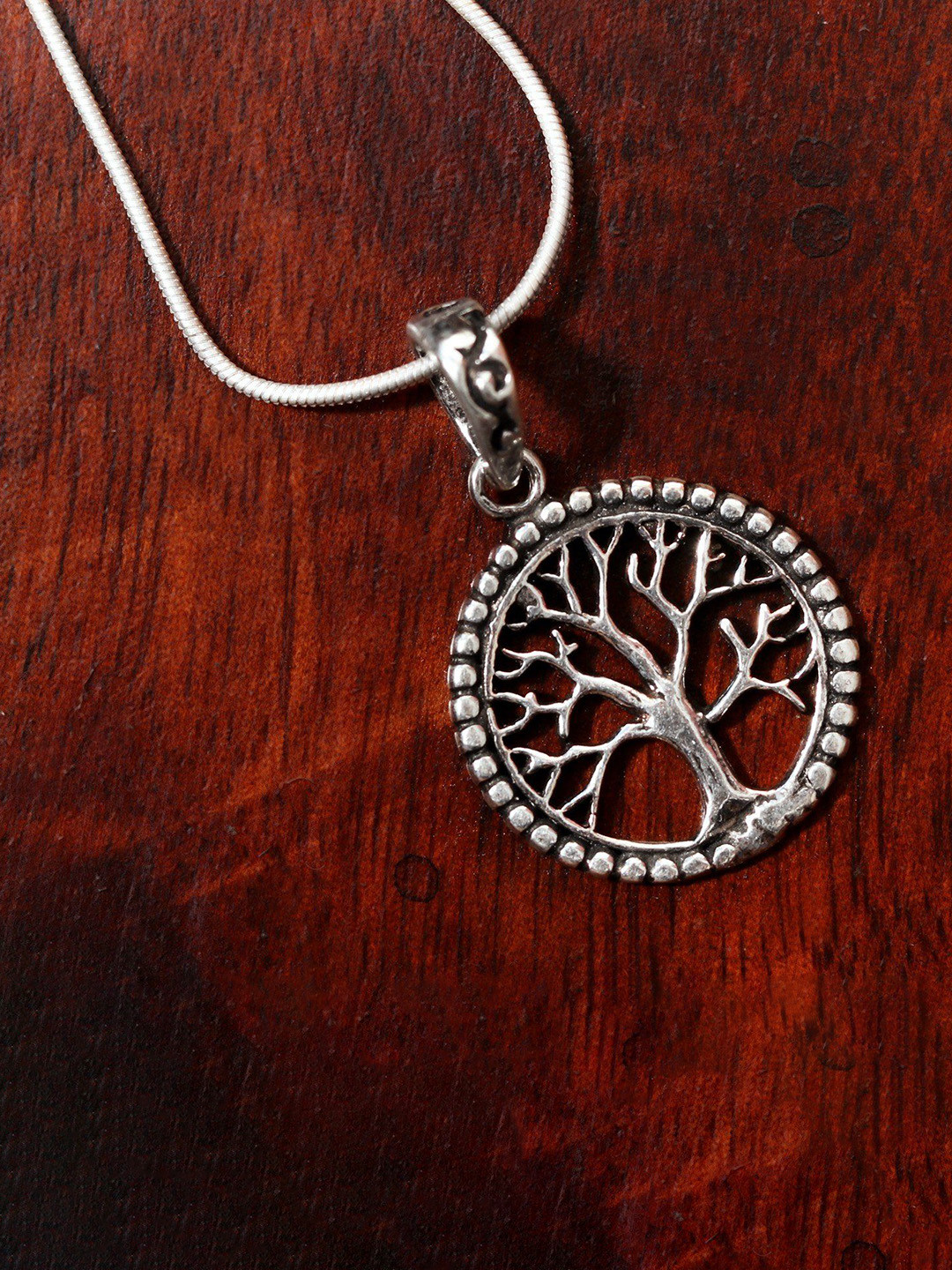 Exotic India Women Sterling Silver Tree of Life Pendant