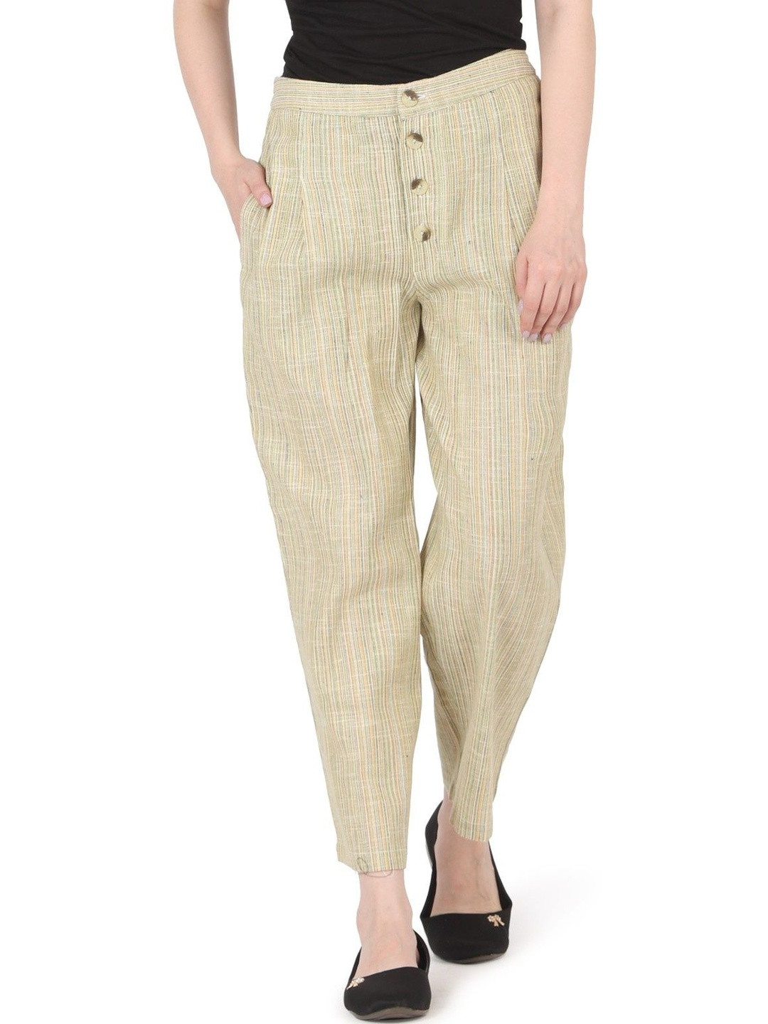 MJ LIFE STYLE Women Cotton Regular Fit High-Rise  Trousers