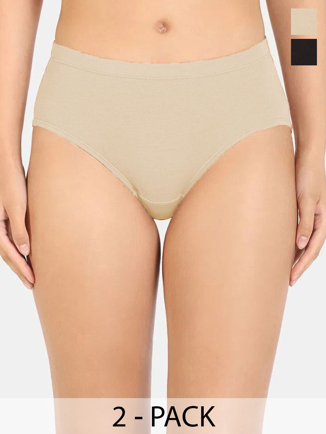 HRX by Hrithik Roshan Pack Of 2 High-Rise Bamboo Hipster Briefs WO-L8-Skin-L10-Black