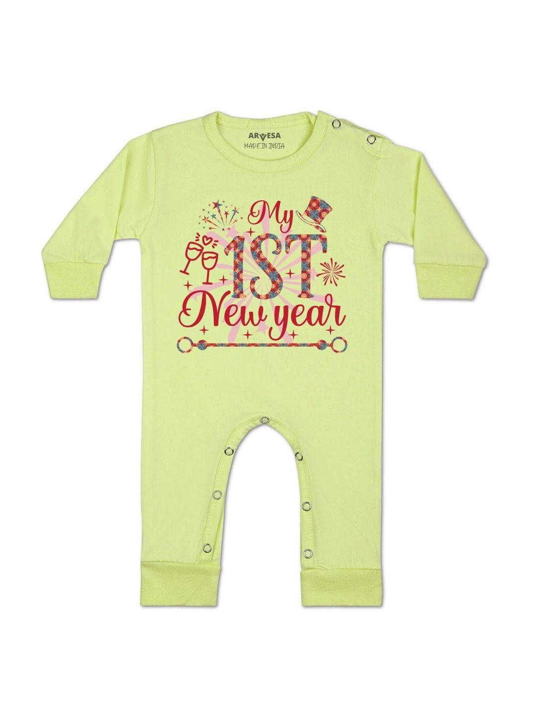 My First New Year Printed Baby Rompers