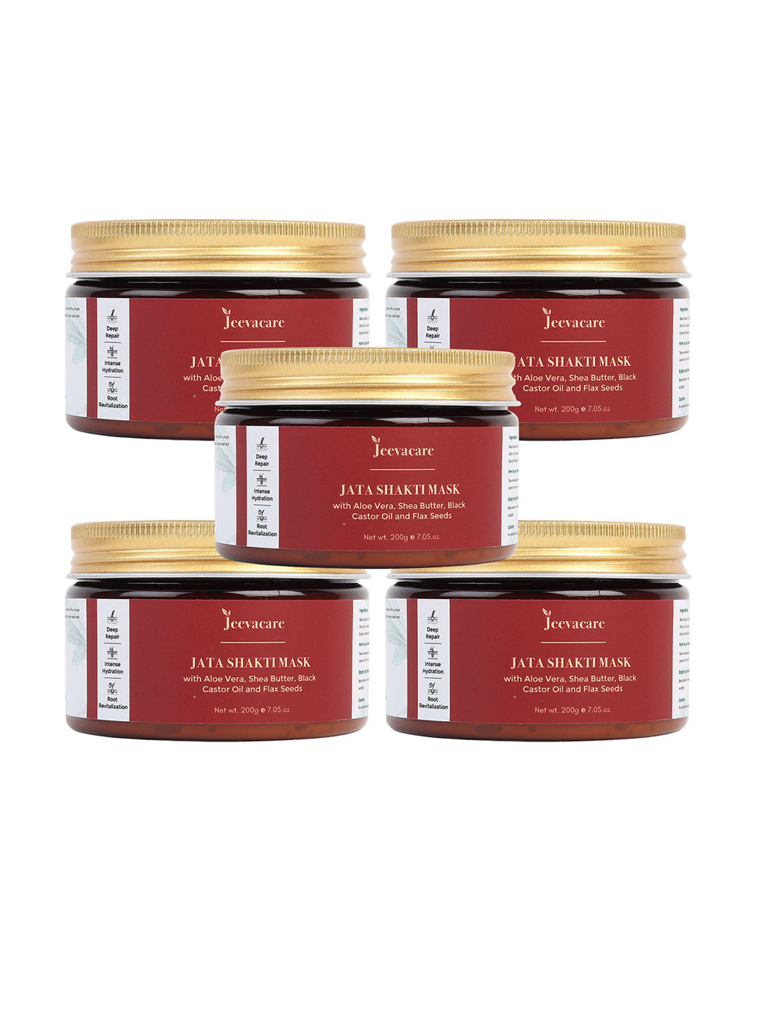 Jeevacare Set Of 5 Jata Shakti Hair Mask With Shea Butter For Deep Repair - 200 g Each