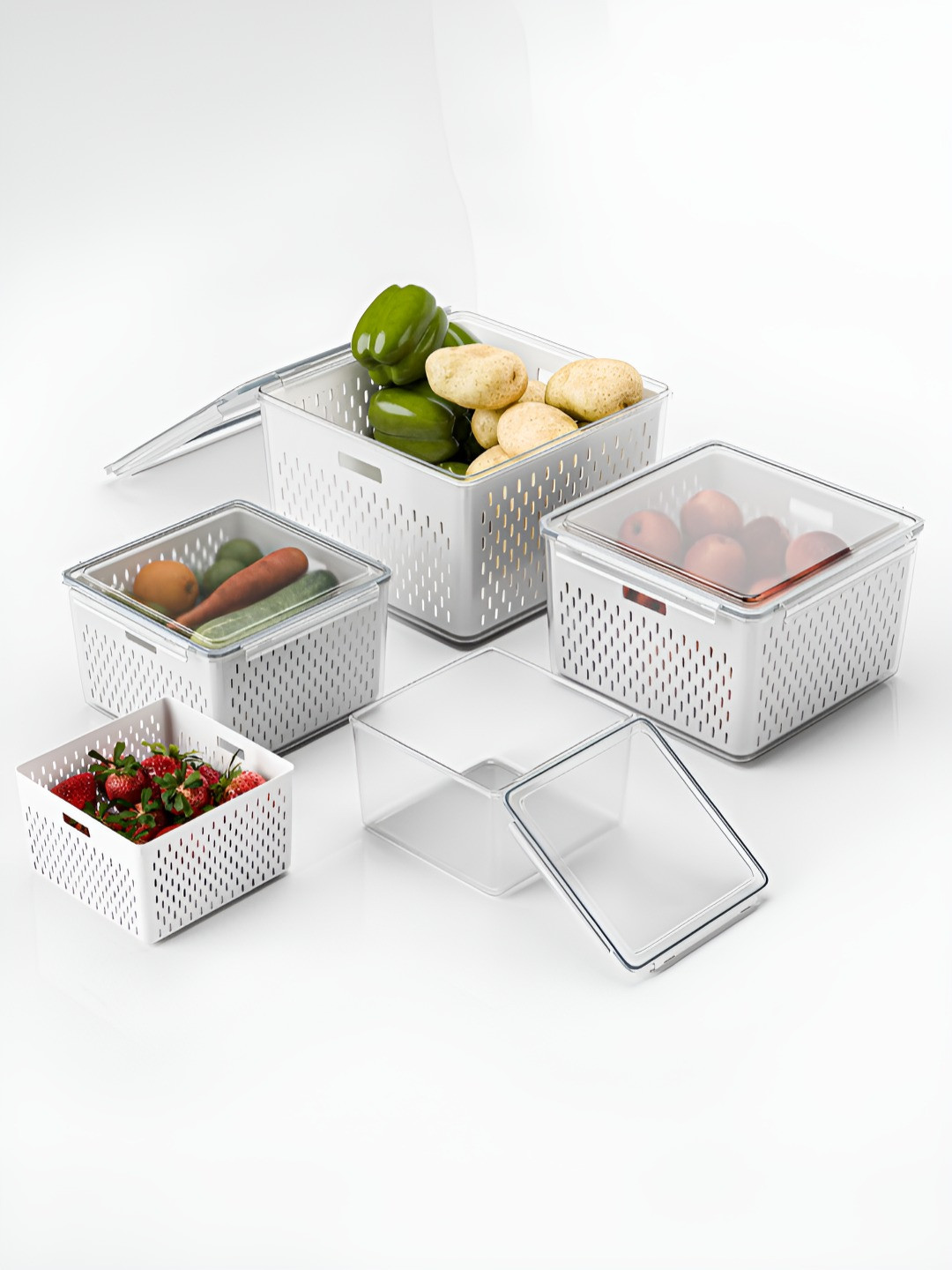 Aura White 4 Pieces Fridge Storage Container
