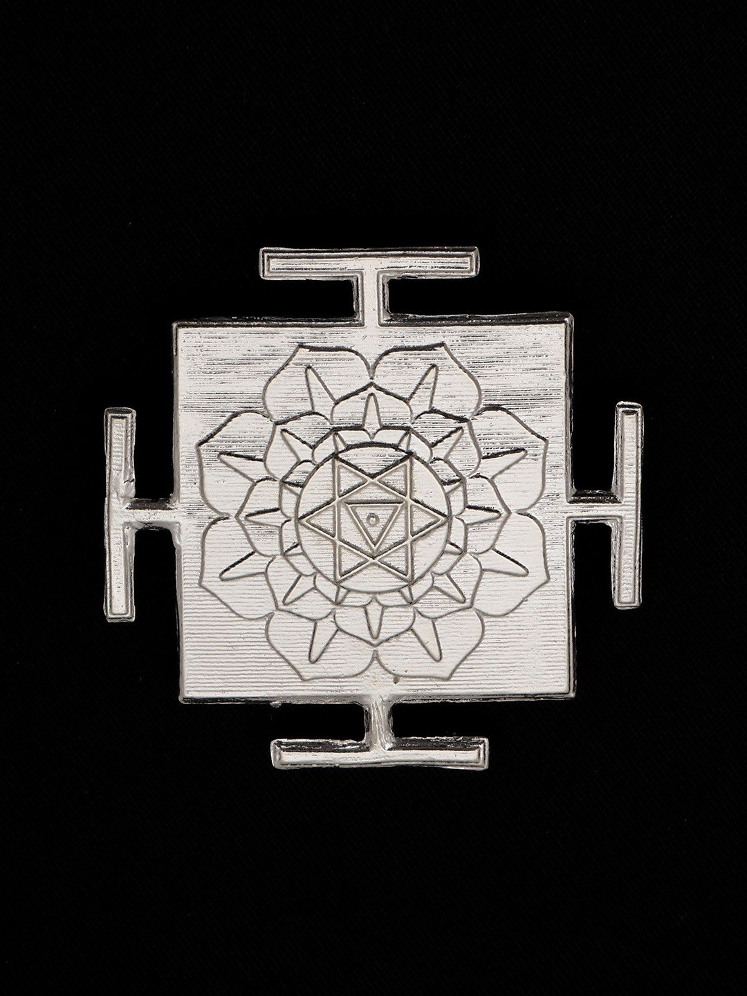 Exotic India Women Sterling Silver Baglamukhi Yantra Pendant