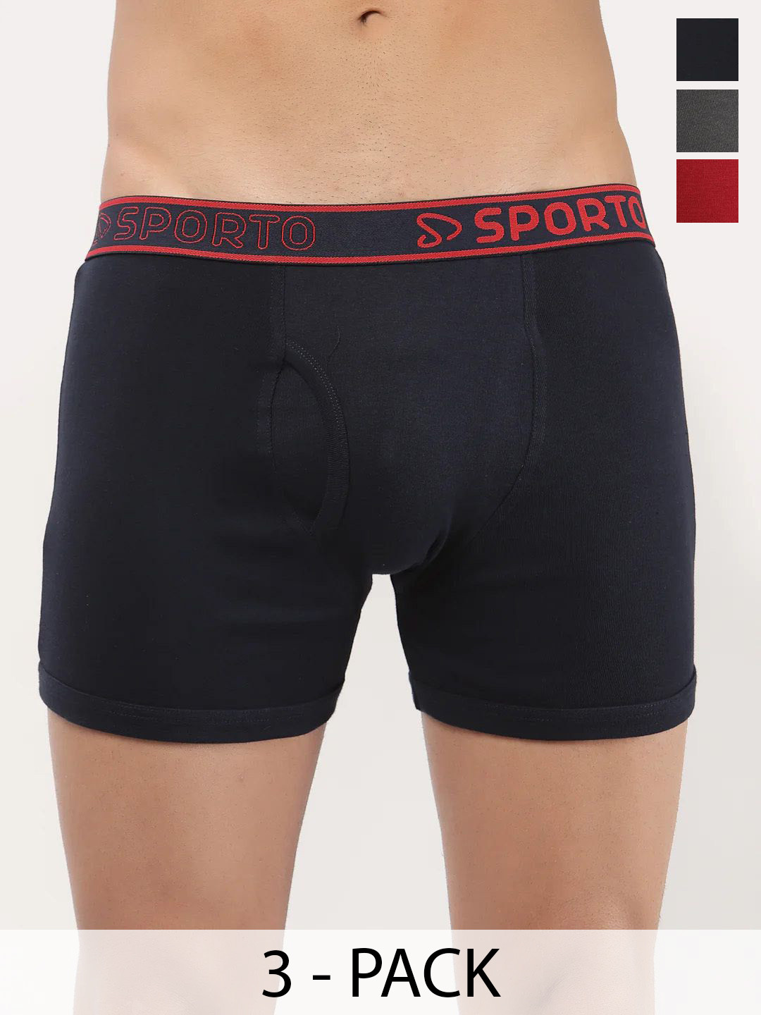 Sporto by Macho Pack Of 3 Mid Rise Trunks M1030_CH(1)-N(1)-R(1)-L-CH_N_R