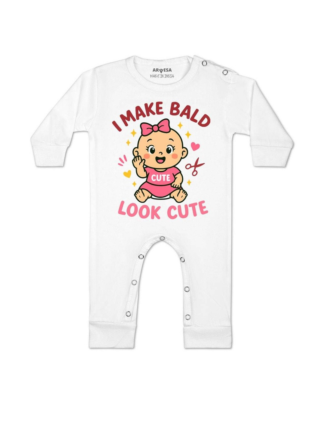 Arvesa Kids I Make Bald Look Cute Printed Rompers