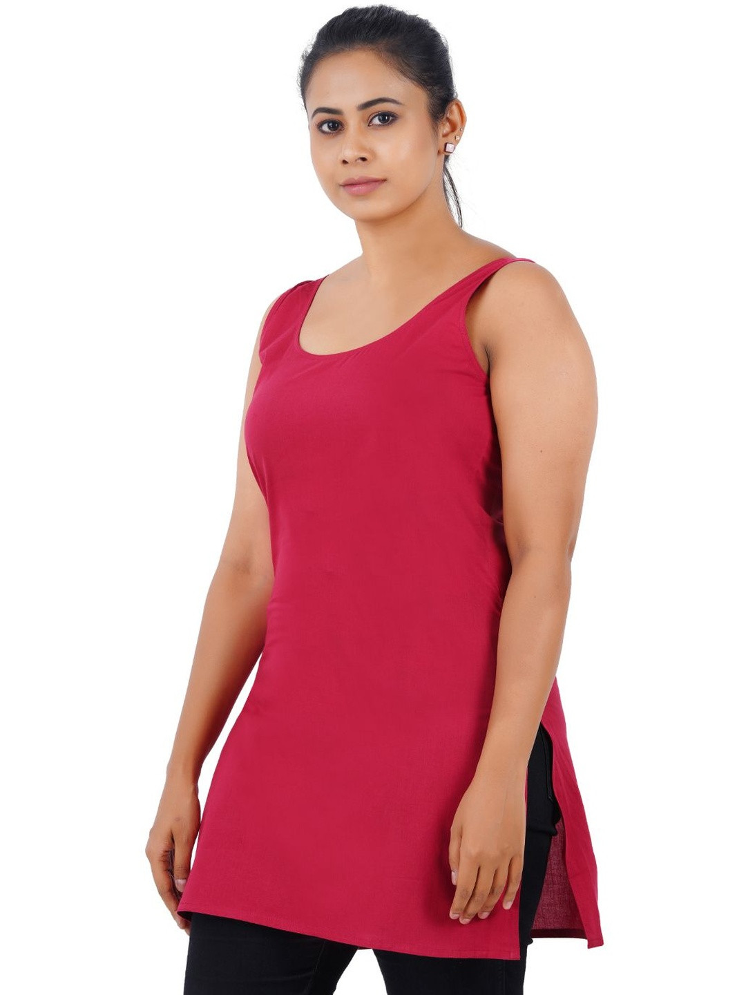 Happy Bunny Women Maroon Cotton Thigh Length Inner Slip for Kurti