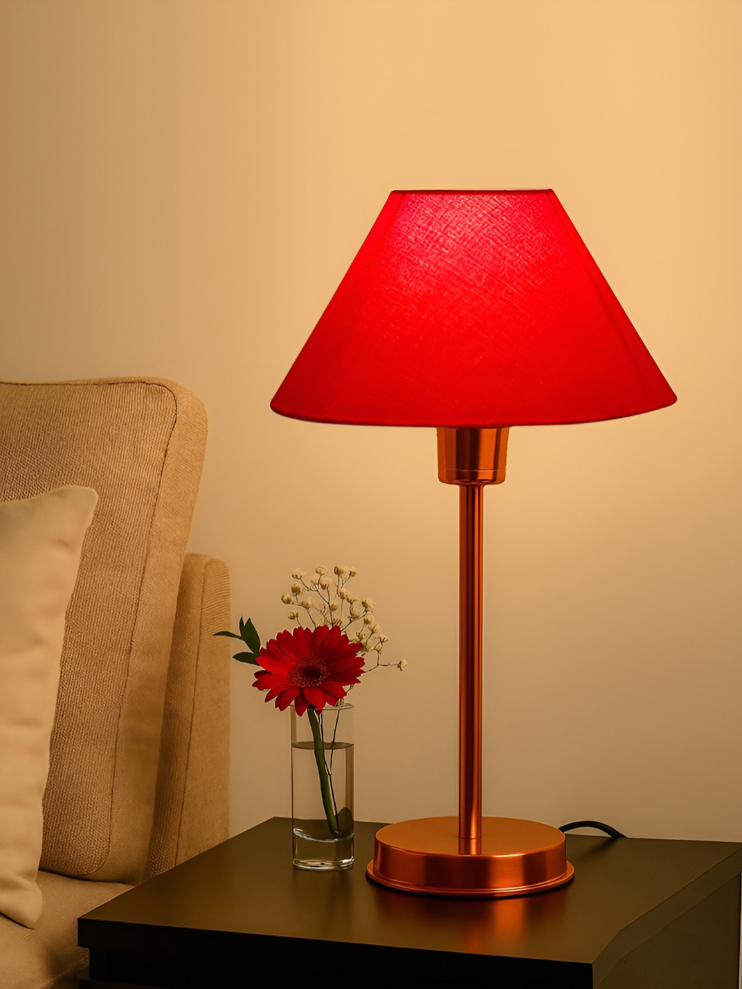 Devansh Red Triangle Shaped Table Lamp