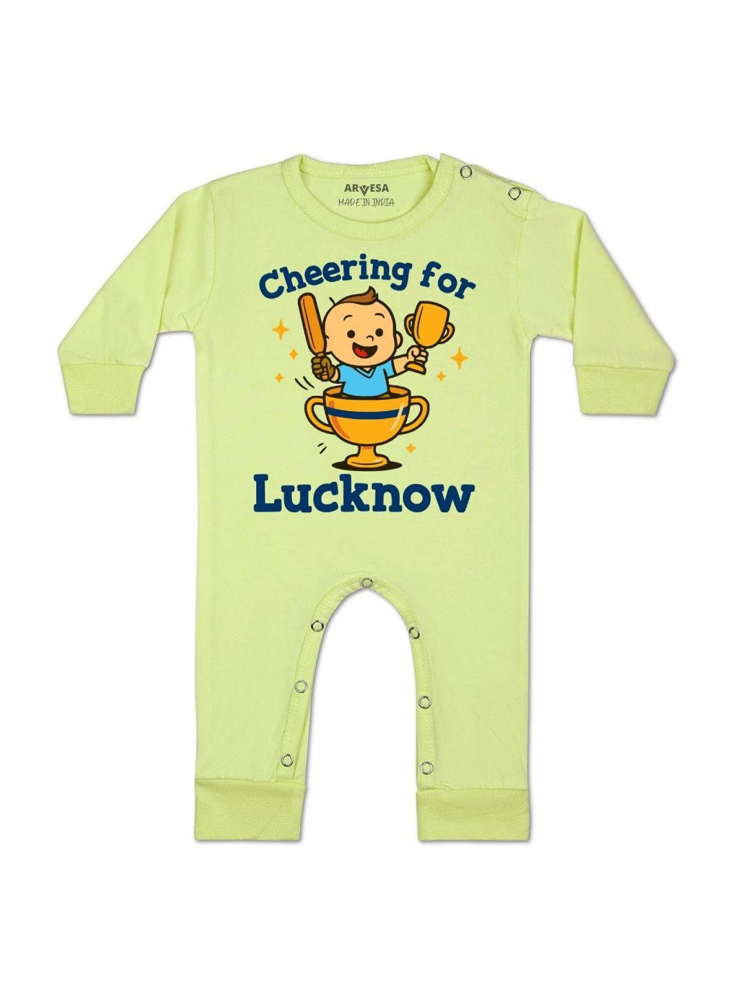 Cheering For Lucknow Printed Baby Rompers