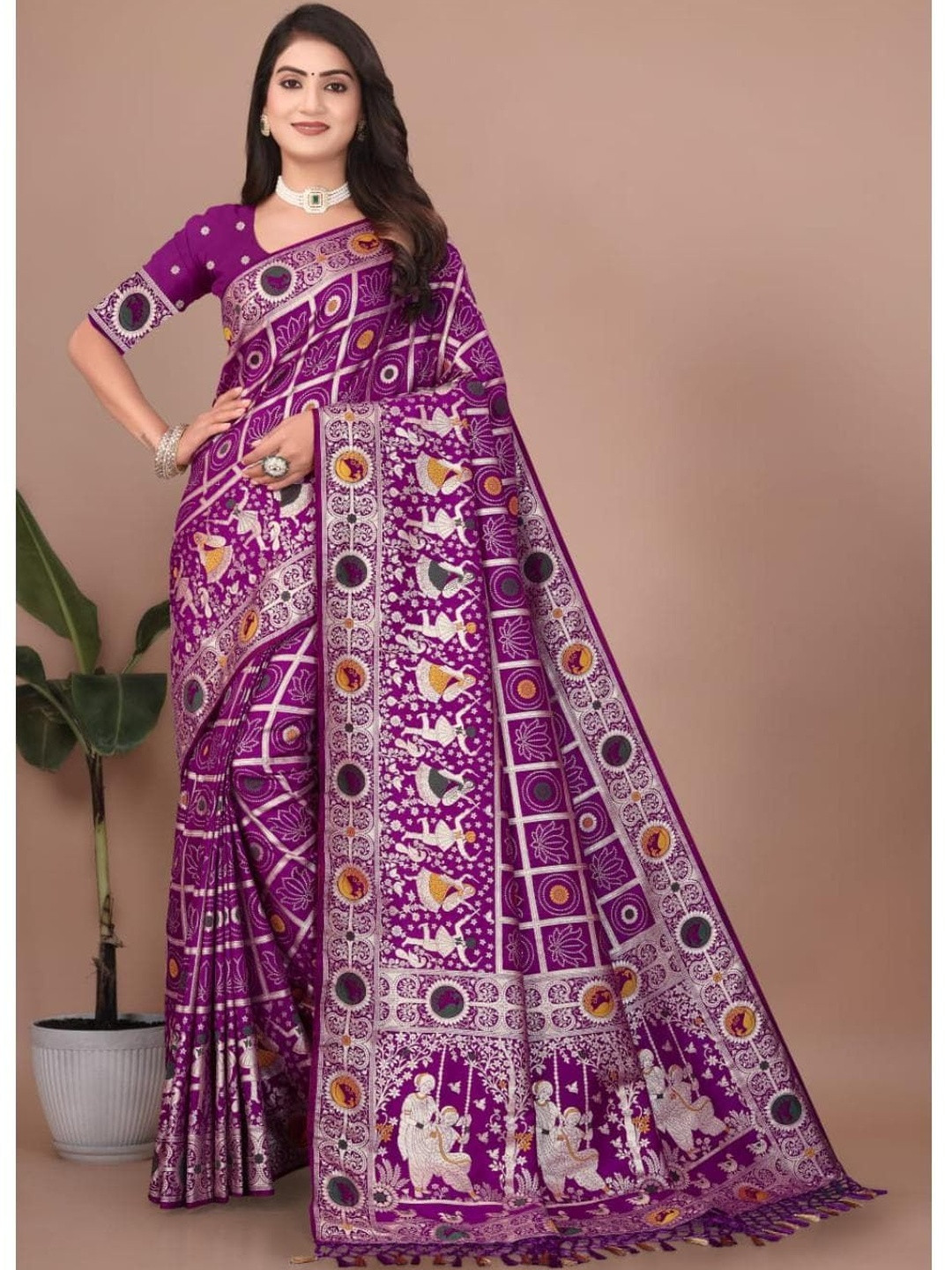 Bindi Fashion Ethnic Motifs Woven Design Zari Heavy Work Banarasi Saree