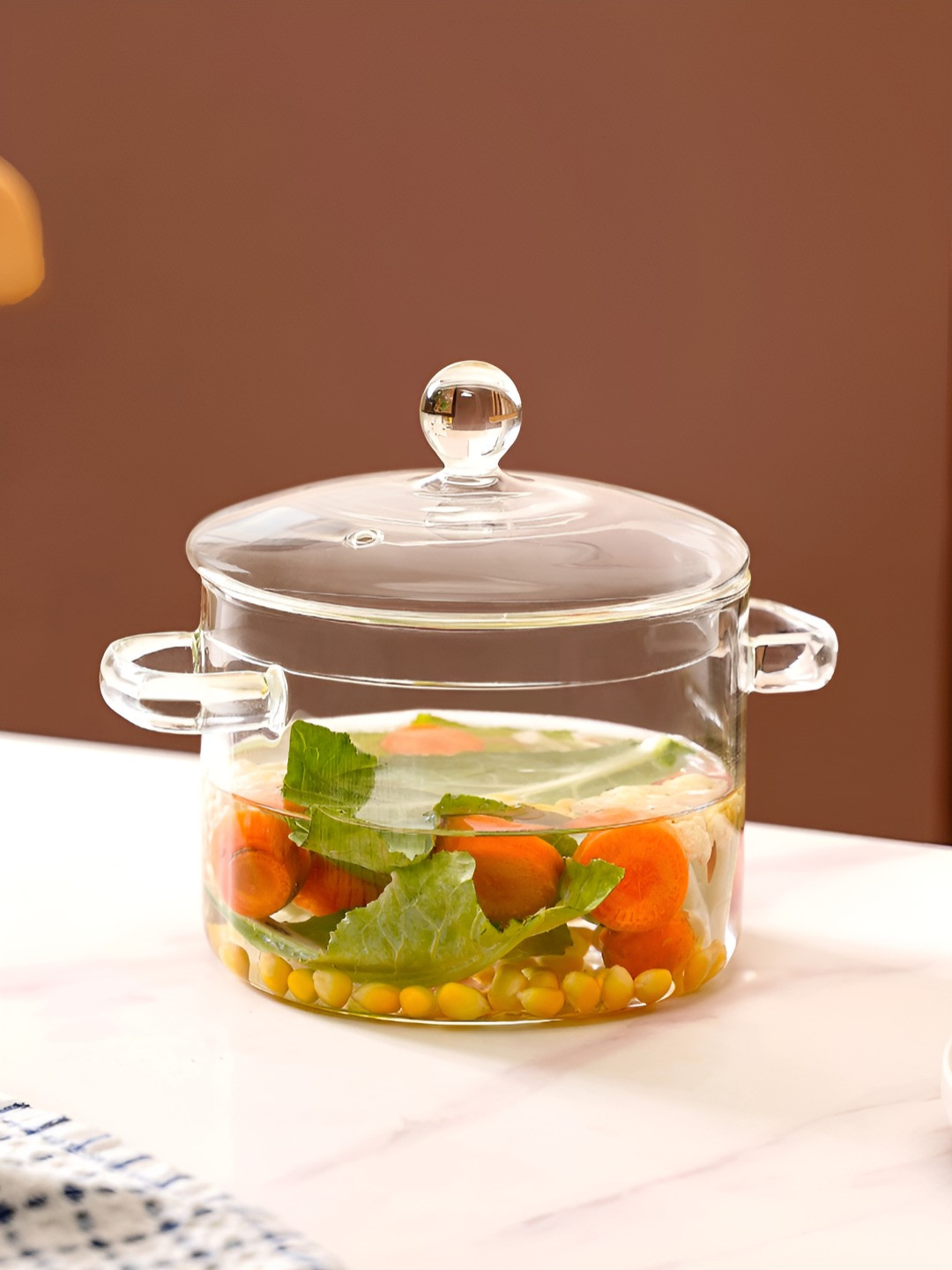 Nestasia Transparent Dishwasher and Microwave Safe Glass Cooking Pot