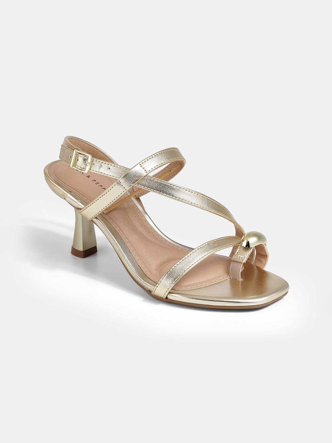 Lemon & Pepper GOLD Backstrap Detail Kitten Heels