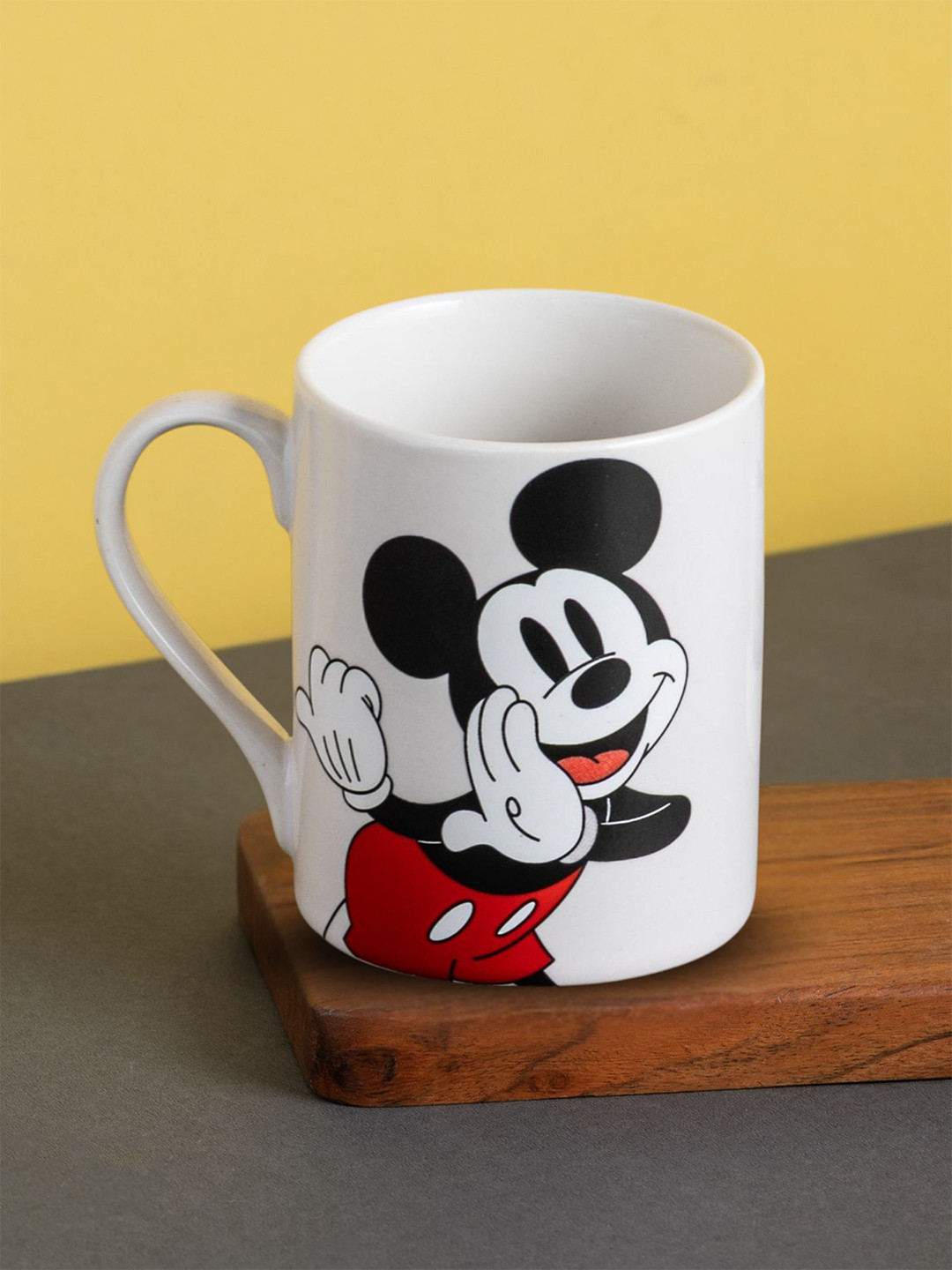 CLAY CRAFT Official Disney Mug Mickey Mouse Print Fine Ceramic Coffee Mug - 360 Ml
