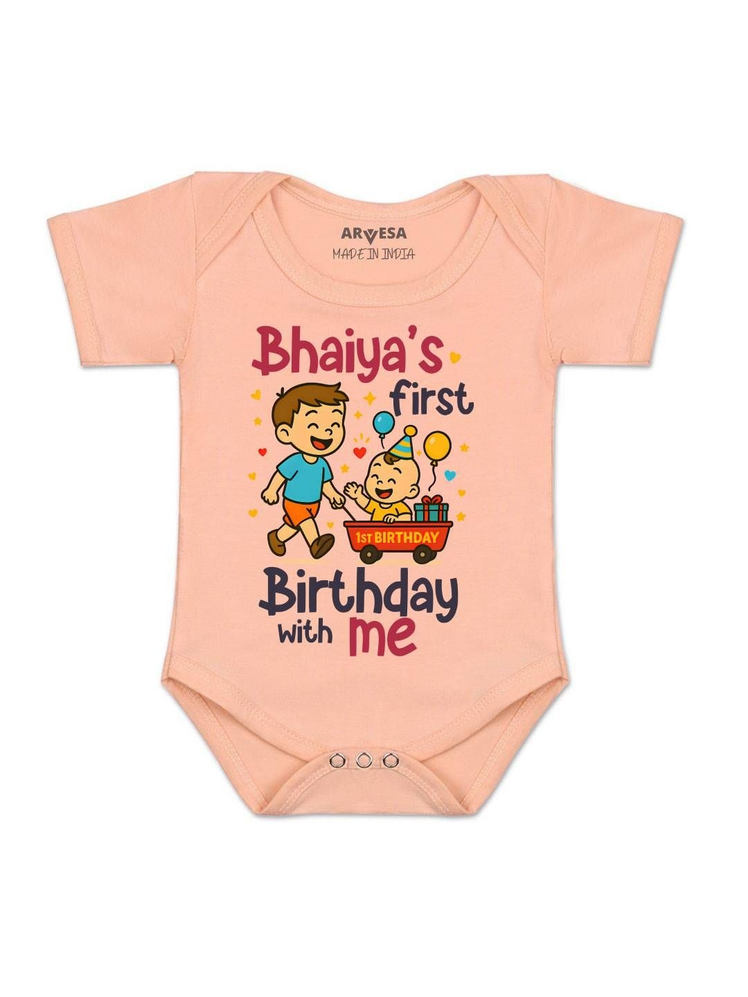 Bhaiya First Birthday With Me Printed Romper
