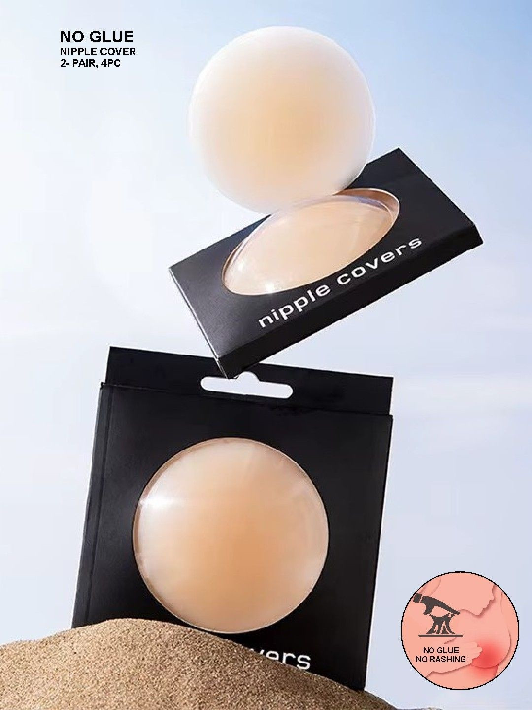 TOMKOT Women Copper Pack Of 4 Invisible Reusable Silicone Nipple Covers Strapless Tube Bra