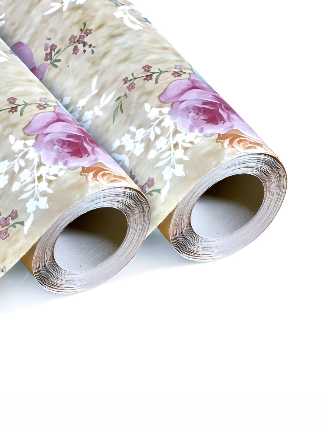 Aura 2 Pieces Beige And Purple Printed Shelf Liners