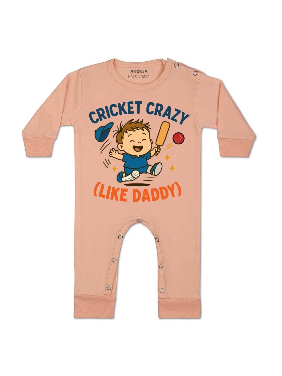 Cricket Crazy Like Daddy Printed Baby Rompers